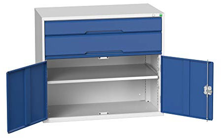 verso Cupboard with 2 Drawers, Light Grey/Blue, 105 x 55 x 90 cm