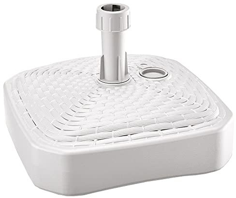 PROSPERPLAST Base de parasol polyéthylène carré tressé 39 x 39 x 13 cm blanc