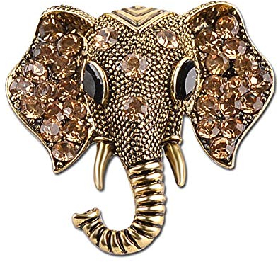 AILUOR Damen Retro Elefant-Brosche, Art Und Weise Kristallrhinestone Tier Elephant Head Ehrennadel Anzug Corsage Accessoires Schmuck Bronze Einstellbar