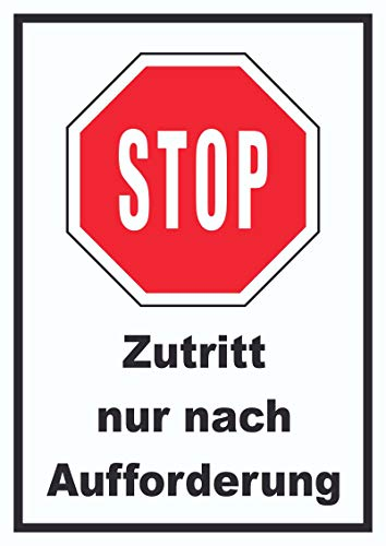HB-Druck Stop Zutritt nur nach Aufforderung Schild A5 Rückseite selbstklebend
