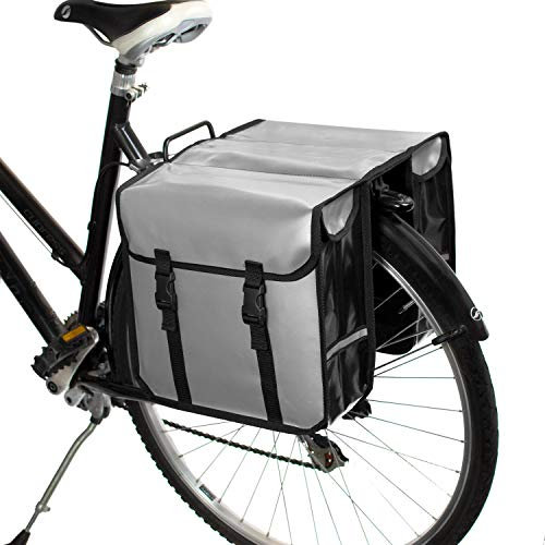 BikyBag Classic CW – wasserdichte Fahrrad-Doppeltasche, Fahrradtasche, Fahrrad, Pendler, Einkaufstasche, (Silber-Grau)