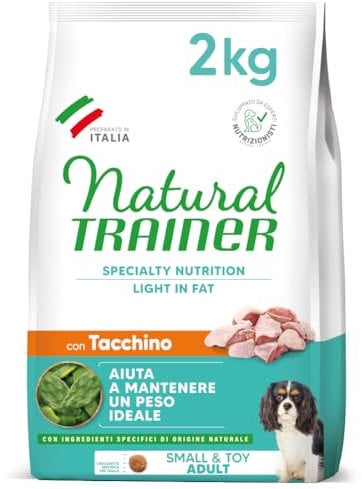 Natural Trainer Ideal Weight Small & Toy Cibo per Cani Adulti Light in fat con Tacchino - 2kg