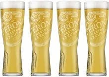 Peroni Lot de 4 verres à bière en relief nucléés et trempés 300 ml