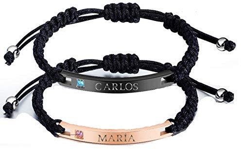 Pulseras Para Parejas de Novios - Dia del padre Regalos Original Papa Hija Mujer - - Personalizadas Con Nombre - Regalo hombres - Ajustables - Fecha Iniciales - Pulsera de Amor