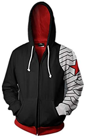 Bkckzzz Hoodies Winter Soldier 3D Edgy Couples Printed Guard Men s Zipper Card and