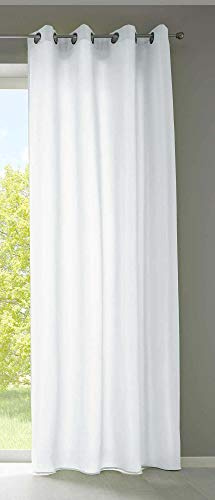 Gardinenbox 1er Set Vorhänge Schal Ösen »Berlin« HxB 225x140 cm Weiß Blickdicht Microsatin Lichtdurchlässig Uni Matt, 20405N