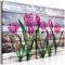 decomonkey Bilder Blumen 60x40 cm 1 Teilig Leinwandbilder Bild auf Leinwand Vlies Wandbild Kunstdruck Wanddeko Wand Wohnzimmer Wanddekoration Deko Tulpen Natur Holz