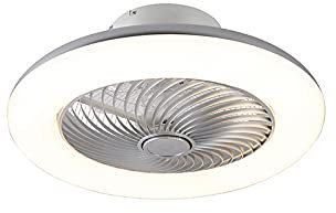 Qazqa Diseño Ventilador de techo diseño plateado regulable - CLIMA Aluminio/Plástico/Acero Redonda Incluye LED Max. 1 x 40 Watt