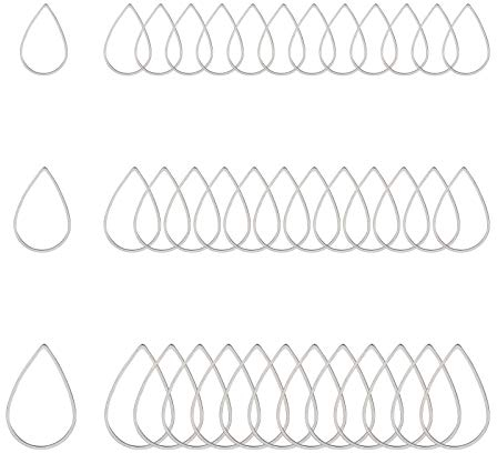 UNICRAFTALE 3 Größen 36 Stück Teardrop Verbindungsringe Edelstahl Verbindungsstück 15/20/25mm Langer Verbindungs Anhänger Metall Ohrringe Anhänger Für Schmuckherstellung Edelstahl Farbe