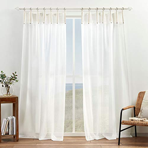 Exclusive Home Hawkins Sheer Bronze Ring Top Curtain Panels, 54x96, Natural, Set of 2