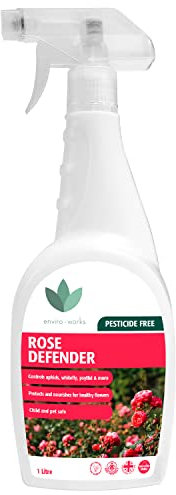 Enviro Works - Rose Protection Defender - 750 ml Ready to Use - Control bugs, powdery mildew and provide roses with nutrition - Pesticide Free - Child and Pet Safe