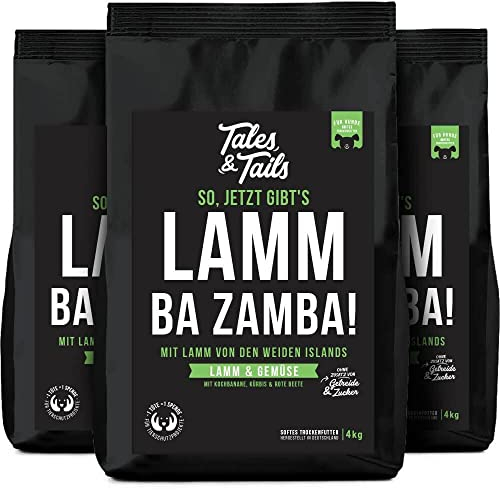 Tales & Tails Lamm Ba Zamba Halbfeuchtes Trockenfutter für Hunde | Getreidefrei | Mit 75% Lamm Als Tierische Proteinquelle | Nur 6 Zutaten | Hohe Verträglichkeit | 3X 4kg