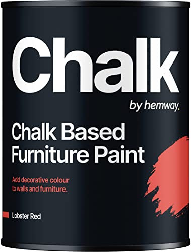 Hemway - Chalk Based Furniture Paint - Lobster Red 1 L | Chalky Matt Shabby Chic Finish for Interior & Exterior Home Decor | Quick Dry & All-in-one
