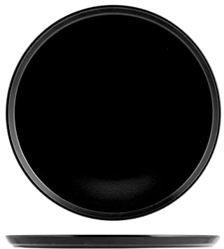 H&H 6637833 Piatto Pizza, Stoneware, Nero, 33 cm