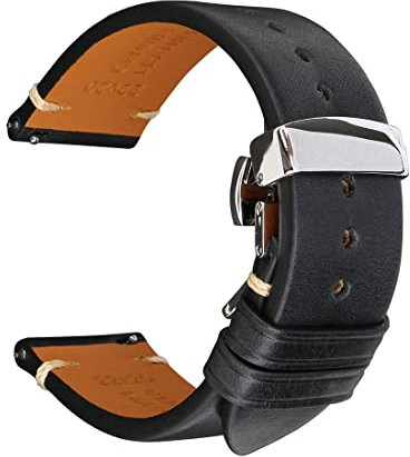 REZERO Schnellwechsel-Uhrenarmband, Oberleder-Uhrenarmbänder, Ersatzarmbänder aus Italienischem Kalbsleder 18mm 19mm 20mm 21mm 22mm 23mm 24mm für Herren, Damen