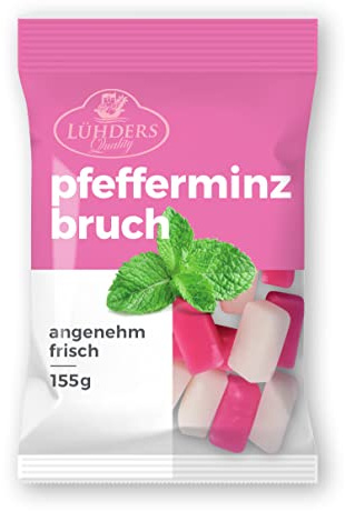LÜHDERS - Pfefferminzbruch 155g **NEU** - Lühders Pfefferminzbruch 155g - Traditionelle Rosa-Weiße Pfefferminz Süßigkeiten aus der Kindheit
