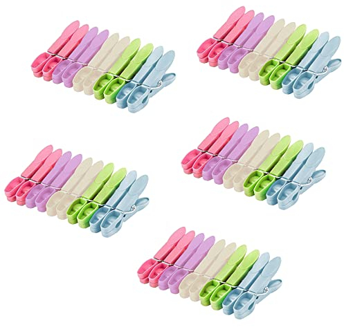 MUFEKUM 50 PCS Non Slip Laundry Pegs for Washing Line, Long Lasting Reusable Washing Pegs, Strong Grip Laundry Clips for Clothes, Jeans, Socks, Tea Towel and Photos (Light Colors)