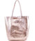 AN Direct Ladies Handbags Soft Italian Real Leather Shopper Tote Bags Women Girls College Shoulder Handbags for Women (Metallic Rose Gold), L
