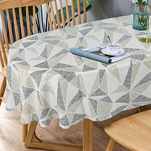 Bnejvif Oval Tablecloth, Modern Geometric Blue Waterproof Wrinkle Free Durable Tablecloth for Oval Tables 60 X 84 Inch