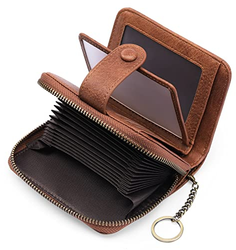 GAEKEAO Geldbörse Damen Klein Leder Karten Portemonnaie Damen RFID Schutz Portmonee Kleiner Geldbeutel Damen Mit Reißverschluss Kartenetui Geschenke für Frauen