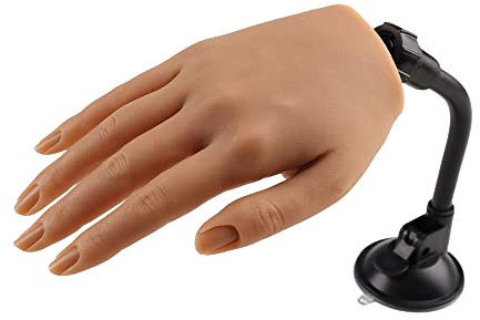 KnowU Silicone Main D'entrainement Manucure, Fausse Main avec Support, Main D Entrainement Pour Ongle, Acrylique Ongles Pratique Mains, Belle Pratique Des Ongles Moule à Main. Couleur 3# la gauche