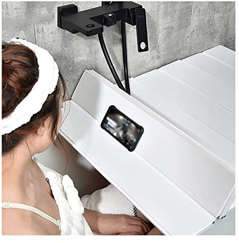 Badewannenbretter Badewannenabdeckung 80 cm Breit, Badewannen-Dämmplatte Aus PVC, Faltbar, Multifunktionales Badewannen-Tablett-Regal, Kann Platziert Werden, Handy, Kaffee, Wein, SPA-Bad