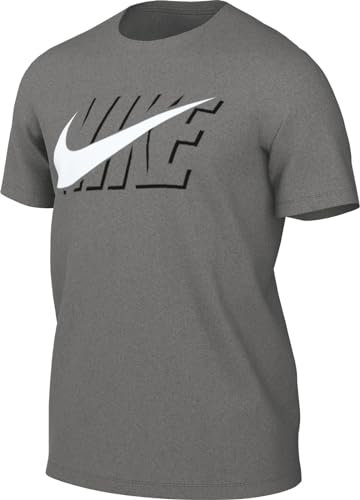 NIKE Herren M NSW Tee Swoosh Block T-Shirt, Dk Grey Heather, XL