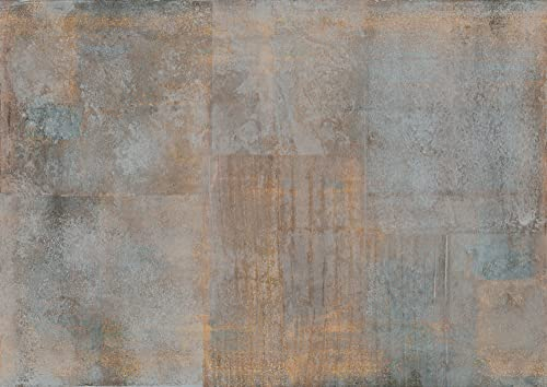 Rasch Tapete 364194 - Fototapete auf Vlies mit Metalloptik in Grau und Rostbraun, Rostoptik - 3,00m x 4,24m (LxB)
