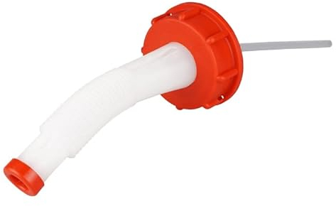 Jerrycanshop - Ausgießer Kanister DIN51 - Tülle (Kraftstoff) Kanister - Flexibler Ausgiesser Für (UN) Kanister Mit DIN51-Öffnung - Länge 135mm - HDPE (Kunststoff) - Rot Weiss