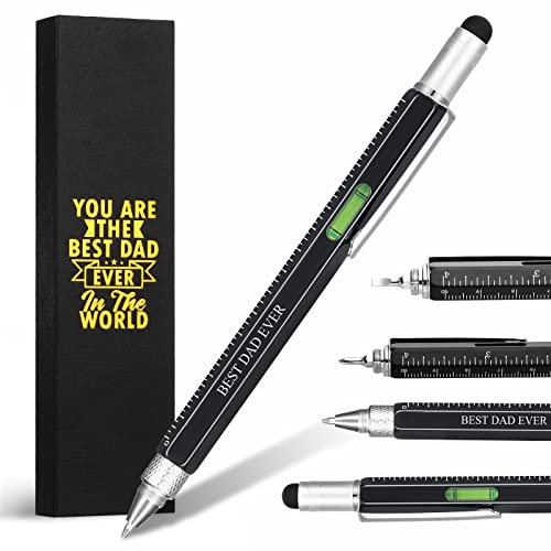 Sherr Vatertagsgeschenke für Männer Papa 6 in 1 Multitool Stift Geschenk für Papa Opa Ehemann Praktische Konstruktion Stift Werkzeug Gadget für Ingenieur Holzarbeiter Tischler Vatertag Geburtstag