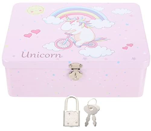 Zerodeko Aufbewahrungsbox Mit Schloss Keksdosen Mit Einhorn Geld Sparende Bank Keksdosen Mit Deckel Schmuckorganisator Dekorative Dose Mit Deckel Weißblech Blechdose