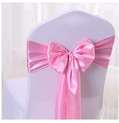 Yurosiay Lot de 6 nœuds de chaise en satin - Style vintage - Élégants et extensibles - Pour mariage, banquet, anniversaire, fête - Rose clair
