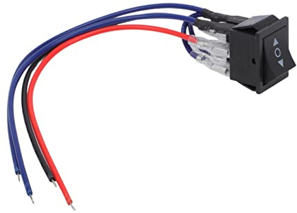 Konuooer Momentanen Wippschalter Polarer Umkehrschalter 6 Polig KCD2-223-M-JT Automatikschalter Gleichstrommotor,DC Schwarz On-Off-on Wippschalter 12 V 10 A, Umsteller mit Draht