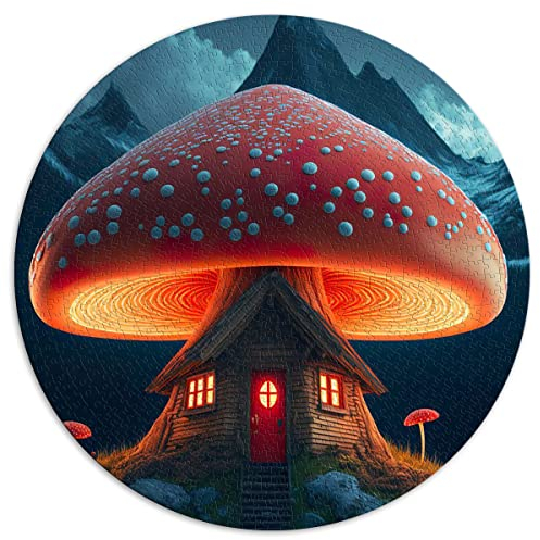 1000-teiliges rundes Puzzle A Mushroom Home Kreispuzzles für Erwachsene und Kinder Kartonpuzzles Erwachsene Puzzles Geschenke (Größe 67,5 x 67,5 cm)