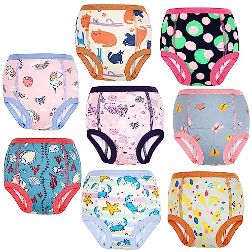FLYISH DIRECT Baby Trainerhosen Töpfchentraining, 8er Pack Töpfchen Trainingshose für Mädchen Jungen, 2-7 Jahre, Waschbar und Wiederverwendbar, 130/6T