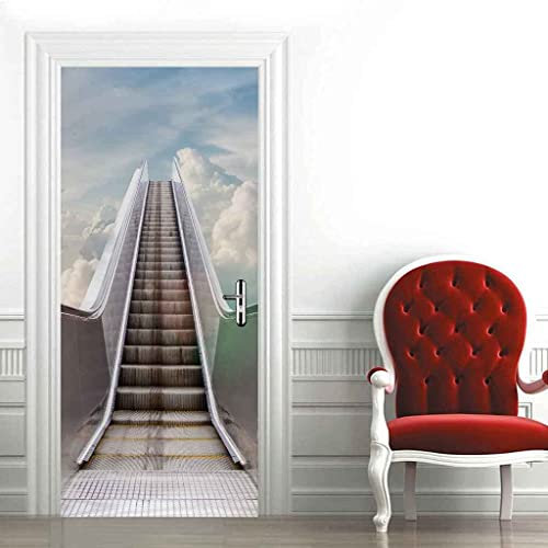 3D Türtapete Türfolie Selbstklebend Türposter Pvc Türaufkleber 77 X 200 Cm Sky Baiyun-Aufzug Türtapete Selbstklebend Türposter - - 3D Türaufkleber Türfolie Für Schlafzimmer Gang Tür Verschönern Deko
