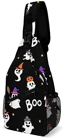 Happy Halloween Ghosts Sling Bag Holidays Fancy Pattern Verstellbarer Umhängetasche für Damen und Herren, Brust-Schulter-Tagesrucksack, Brusttasche