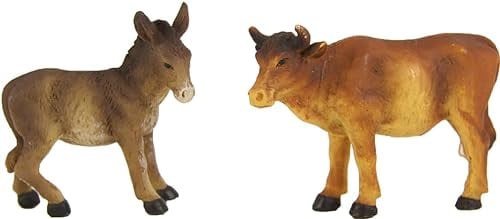 FADEDA 2X Ochs und Esel stehend/Höhe:7 cm/handbemalt/detailgetreue Krippen Figuren - Weihnachten Tisch Dekoration Krippe Zubehör