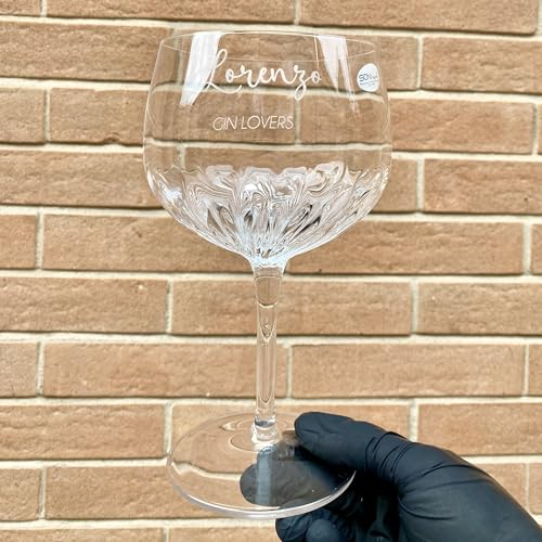 Bicchiere da Gin in Vetro Personalizzato 800 ml - Tonic Lemon Inciso con Nome| Ideale per matrimonio, anniversario, regalo, nozze, Natale, fidanzato