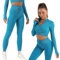K-MART Gym sets for women 2 piece zip up jacket Workout outfits, Cropped Top, Long Sleeve, Leggings Set for Running, Yoga, Gym, Sports Activity (Aqua Blue, M)