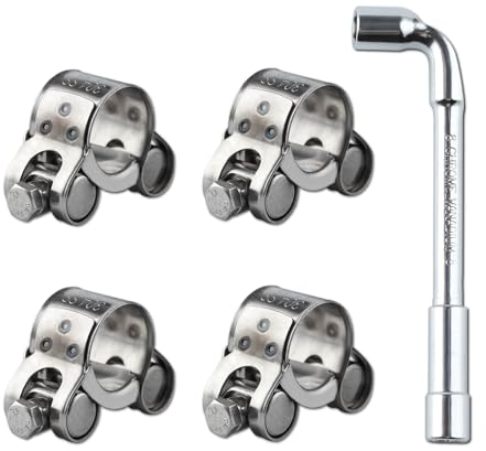 LEONTOOL Fascette stringitubo a T in acciaio inox 304, 17-19 mm, resistenti, regolabili, con chiave, fascette stringitubo ad alta pressione, per termosifoni e termosifoni automobilistici, confezione