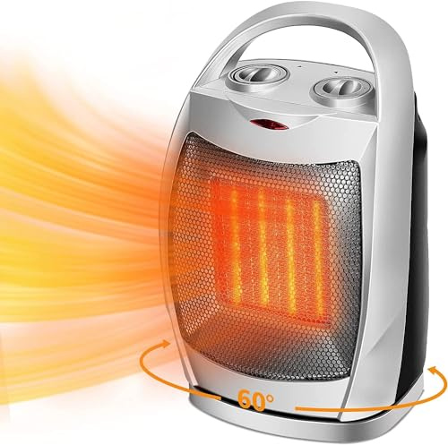OBVHNUA Heizlüfter 2000 W Heizung PTC-Keramik-Elektroheizung Schnelles Aufheizen mit 3 Modi 60 ° oszillierende Überhitzung und Kippschutz Kann 20㎡ Raum beheizen Geeignet für Schlafzimmer, Büro