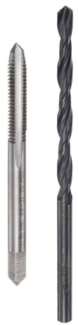 sourcing map Tap and Drill Bit Set, 8-32 UNC Thread Tap & 9/64 Black Oxide Twist Drill Bit, Straight Flute Tap Tapping Threading Repair Tool Kit