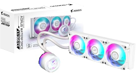 GIGABYTE AORUS WATERFORCE X II 360 ICE AIO Liquid CPU Cooler- 3x120mm ARGB Fans, full-color LCD, MAGNETIC interlocking mechanism, DAISY-CHAIN, Intel LGA 1851 and AMD AM5 Compatible, 6 Year Warranty