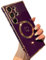 ZTOFERA Magnetic Case for Samsung Galaxy S24 Ultra 5G (6.8) Compatible with MagSafe, Soft Silicone Protective Phone Case with Cute Love Heart Pattern Plating Trim Shockproof Cover, Dark Violet