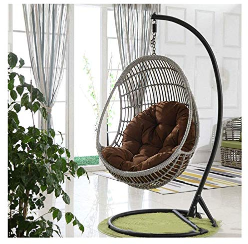 ZJFJMBD Rattan-Schaukelstuhlkissen für Garten- und Terrassenmöbel im Innen- und Außenbereich – Eier-Hängematten-Stuhlkissen, eiförmige Stuhldekoration
