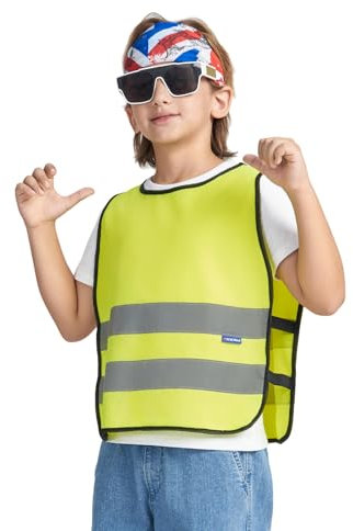 AYKRM Gelbe Warnweste für Kinder - Sicherheitsweste für Jungen und Mädchen ab 6-9 Jahren - Optimale Sichtbarkeit im Straßenverkehr