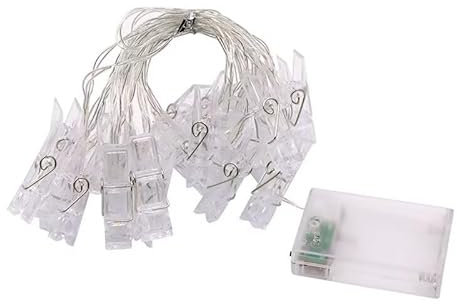 3 Metri 20LED Clip Luci Stringa Alimentazione Batteria Molletta Foto Cornice Ghirlanda Luce Fata Interna Camera da letto Decor Matrimonio San Valentino