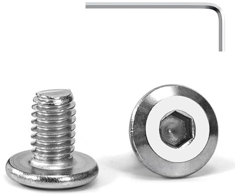 Tunejoy Tornillos de Cabeza Plana M6 x 10 mm Tornillo de Cabeza Hexagonal de Acero Inoxidable A2 V2A Perno de Muebles con llave Allen Rosca Completa 20 Piezas