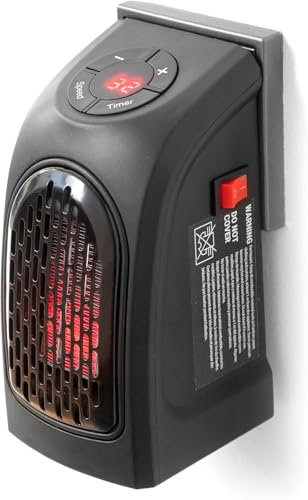 Radiador soplador de enchufe eléctrico – Calefacción soplador de baño – Radiador soplador sobre enchufe – Termostato, temporizador ajustable, pantalla LED – Temperatura: 15-32 ℃ – 400 W